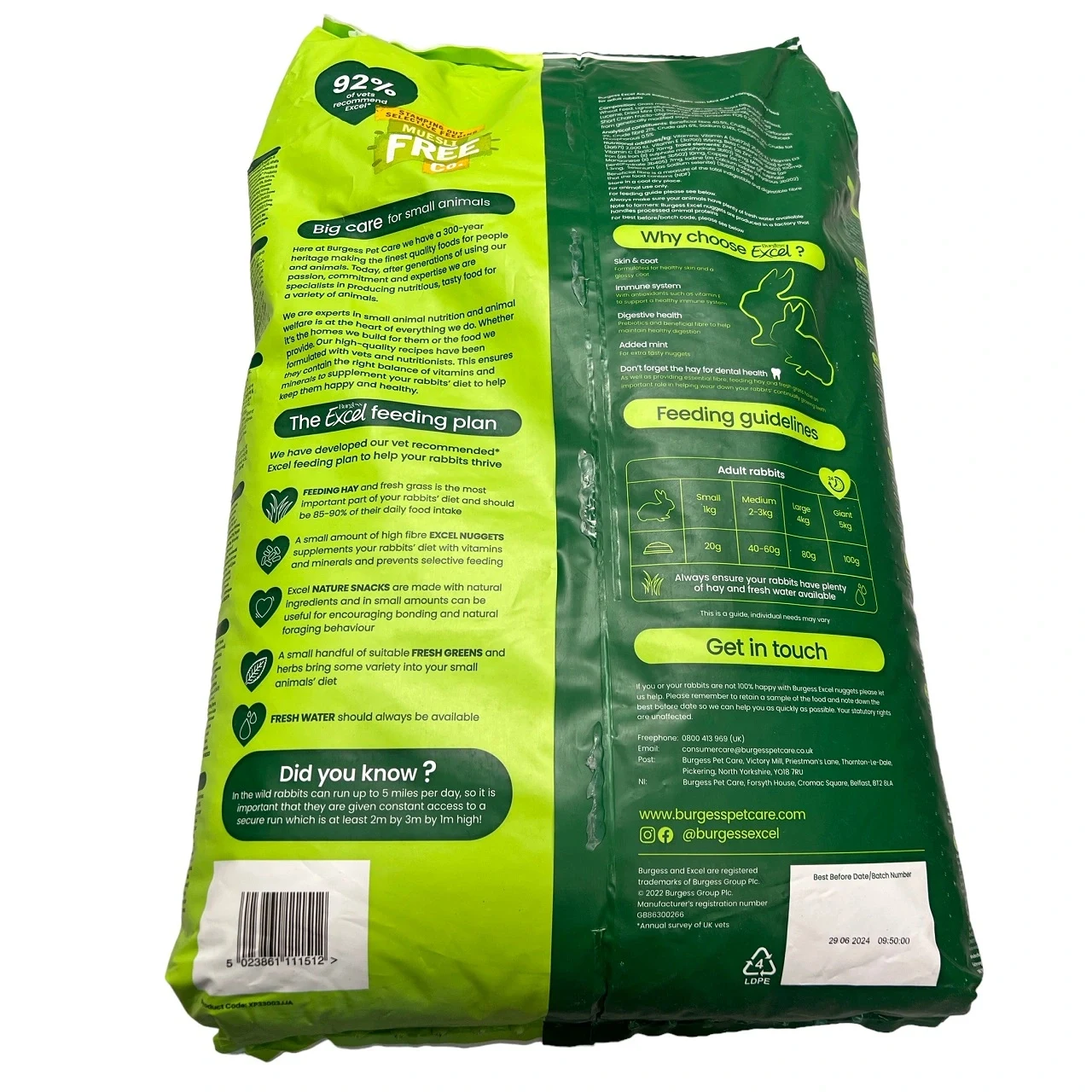 Burgess Excel Kaninfoder Mint 10 kg - voksen kanin